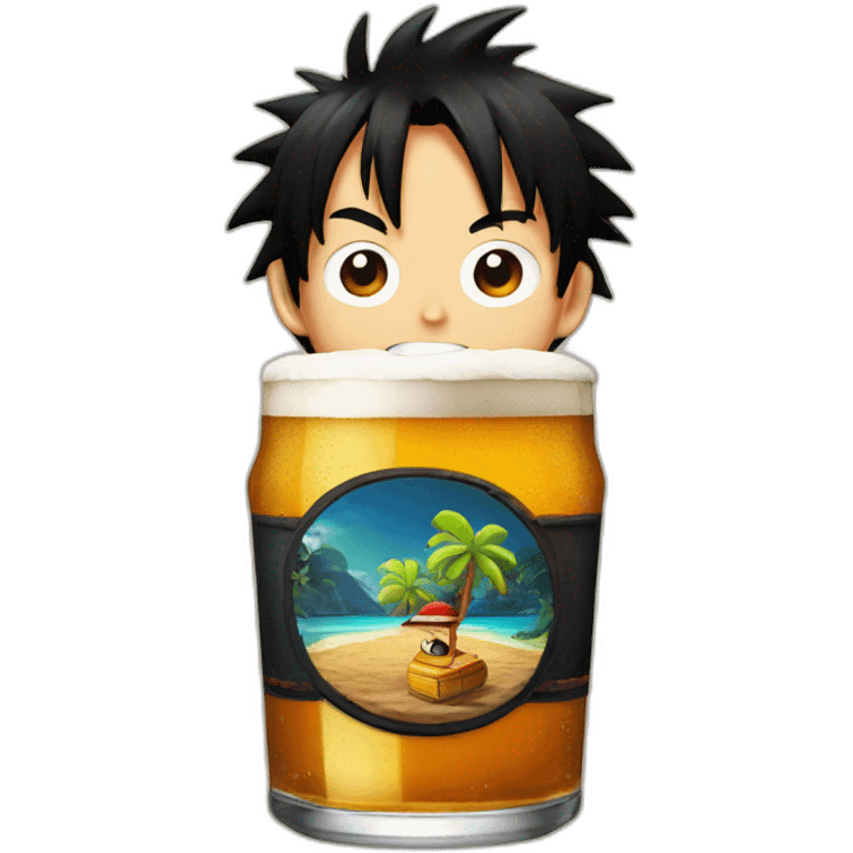 Luffy drink beer emoji