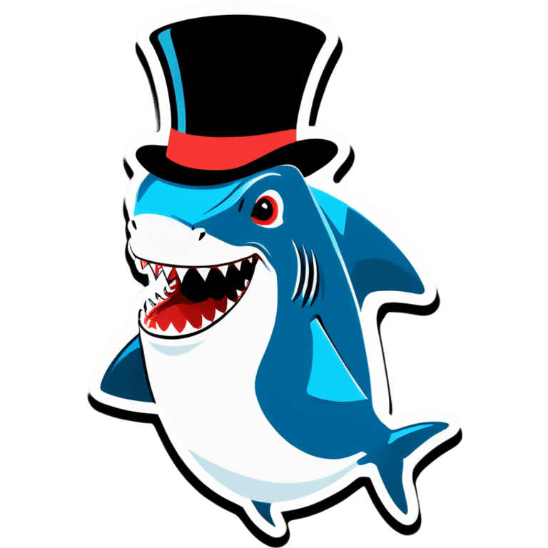 Shark with a top hat emoji