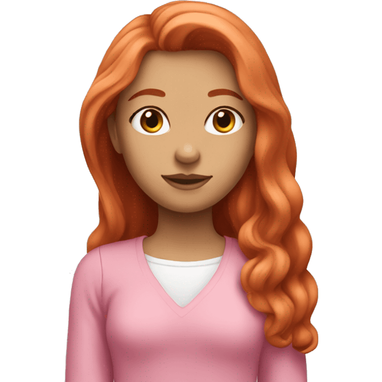 A red-haired girl with long hair in pink clothes emoji