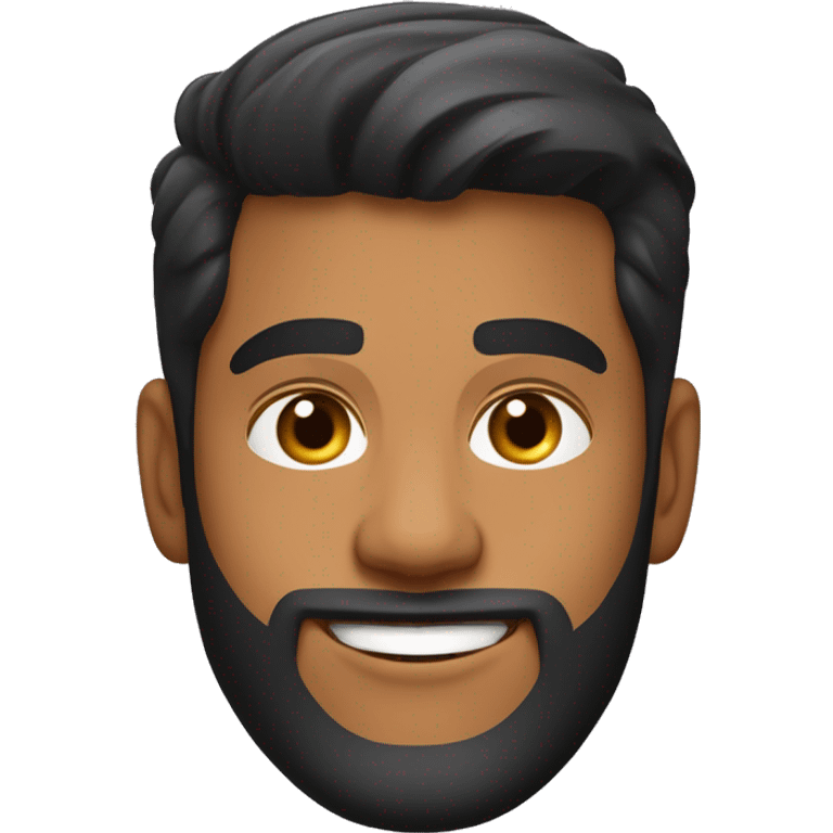 Young fratty college-aged guy with a warm light punjabi skin tone, thick cool dark hair with fade on the sides, neatly trimmed beard, and an oval-shaped face. emoji