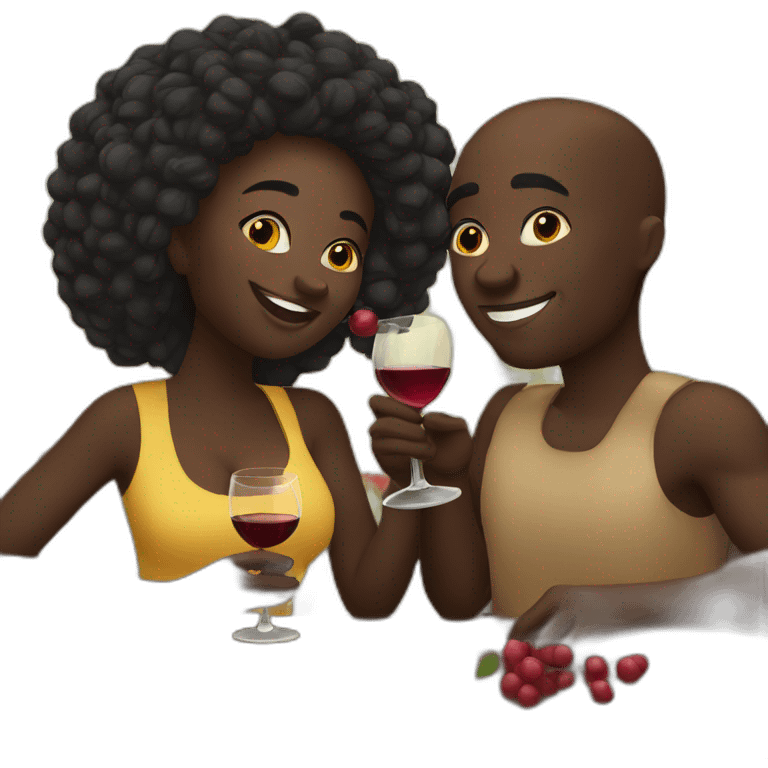 african couple drinking wine emoji