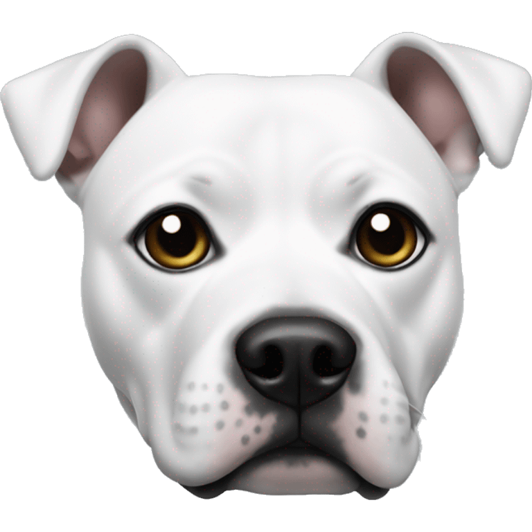 white staffy with one black ear, and one white ear  emoji