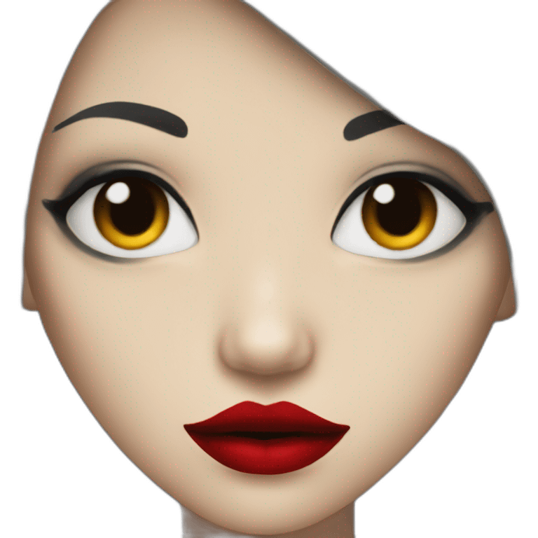 Vampire girl with red lips and black hair emoji