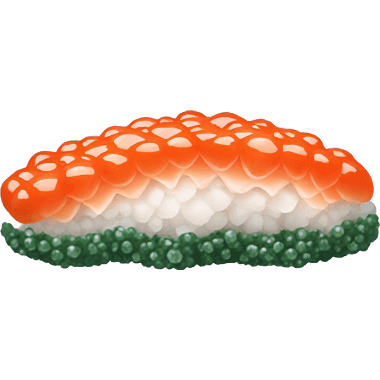 Salmon roe nigiri with only the roe and seaweed emoji