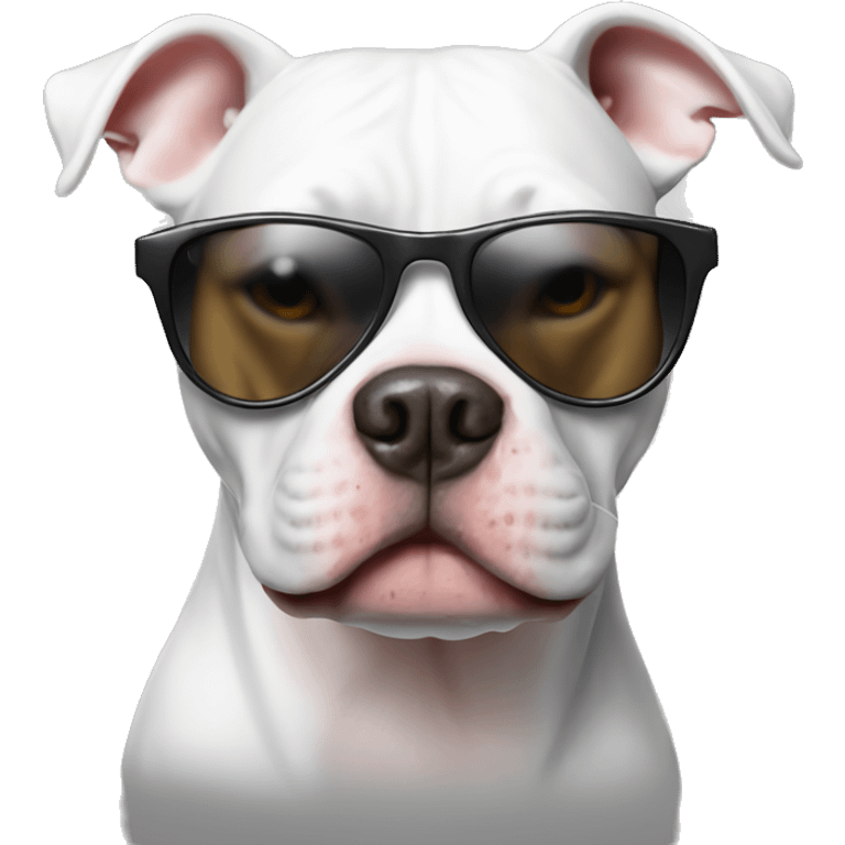 White pitbull with sunglasses  emoji