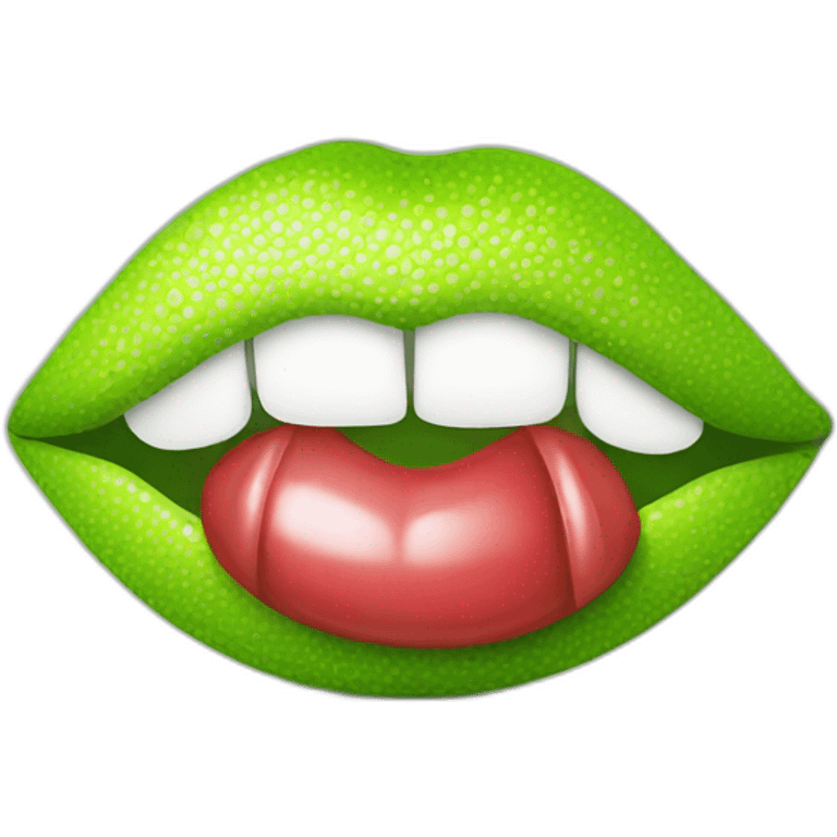 Lips with a lime emoji