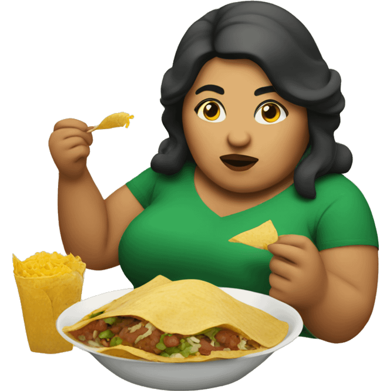 Fat mexican woman eating  emoji