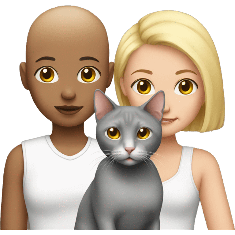 A girl with a bald cat emoji