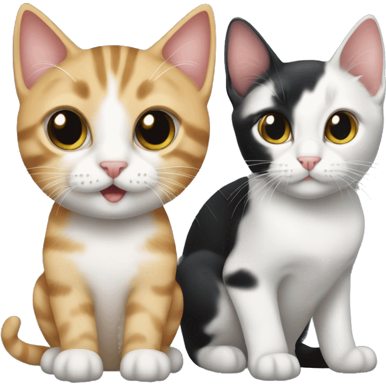 Tabby kitten beside black and white cat emoji