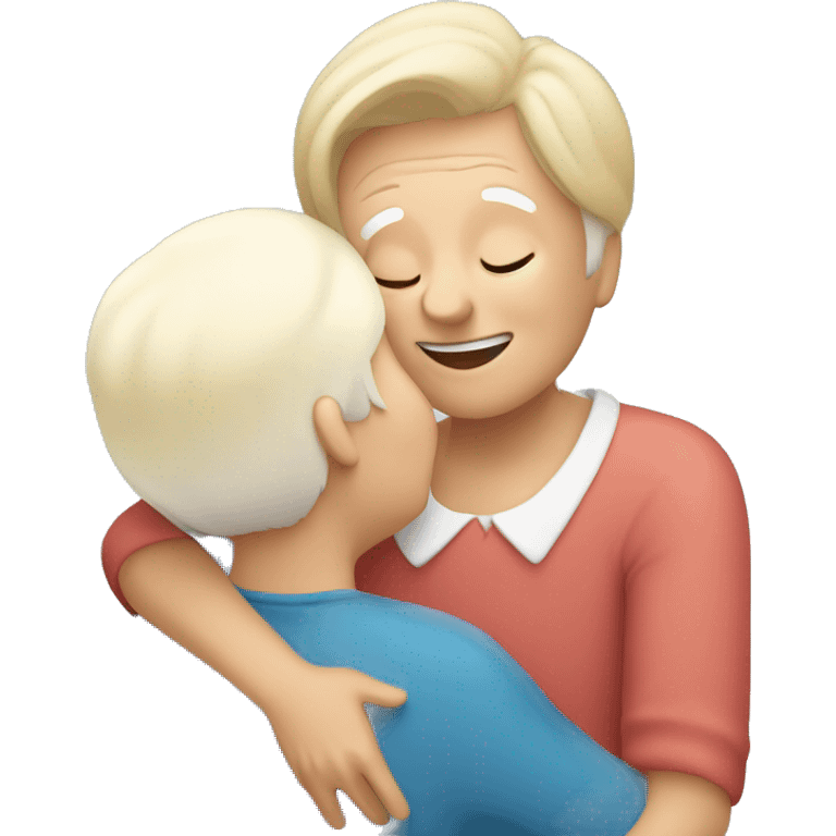 hug between grandma and blonde grandson  emoji