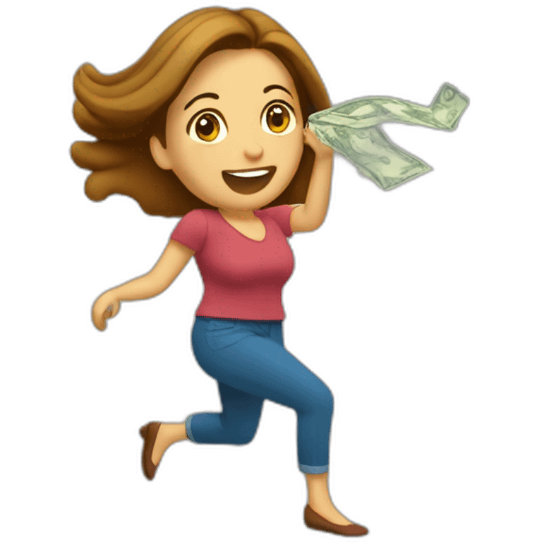 Money being thrown on woman emoji