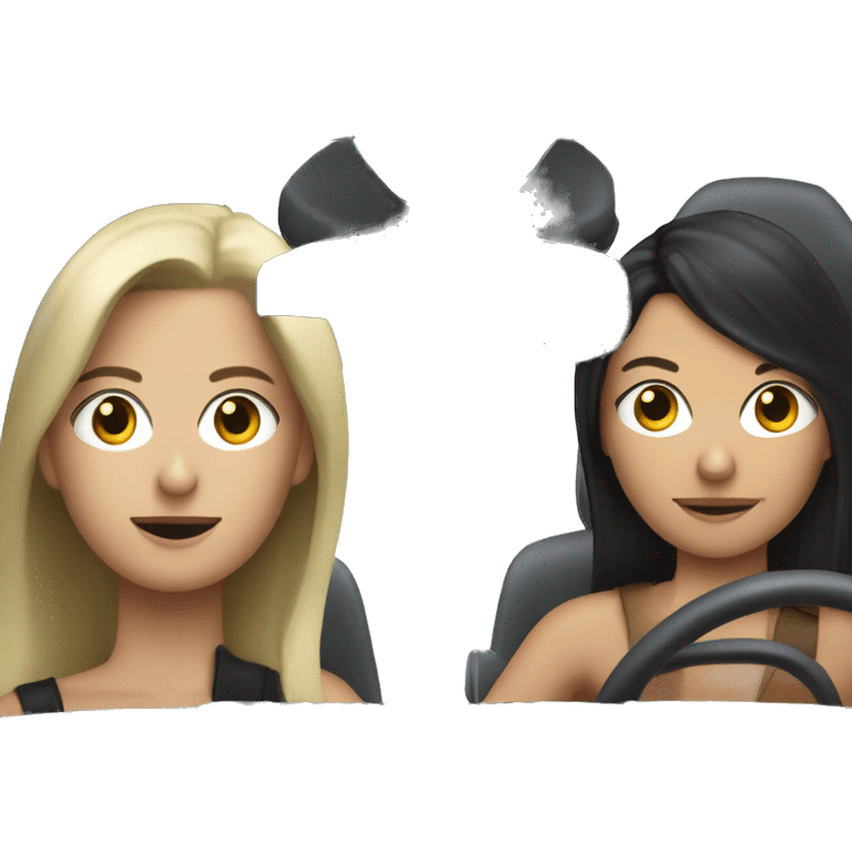 blonde girl and brunette(like kurdish guys and more brunette hair black) guy driving a Porsche 911 emoji