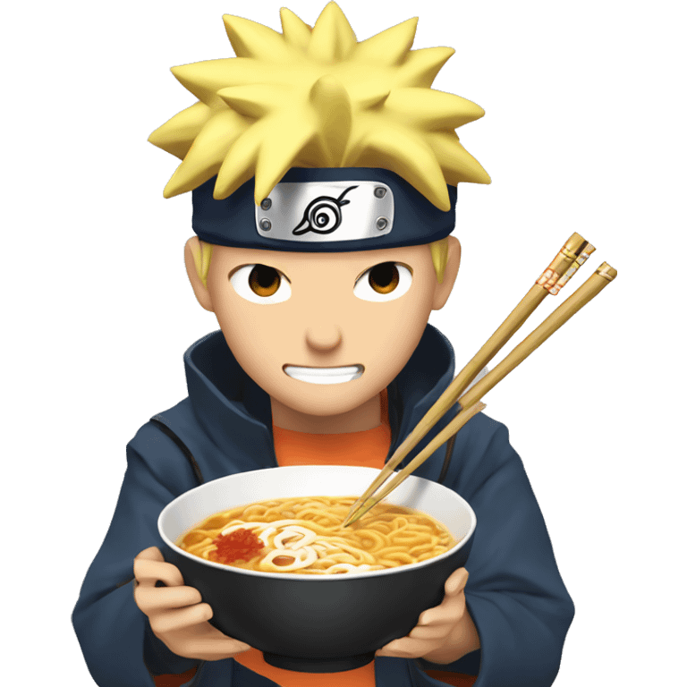 Naruto eating ramen with chopsticks emoji