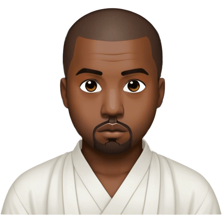 Kanye west with a black swastika the Buddhism symbol  on a white shirt emoji