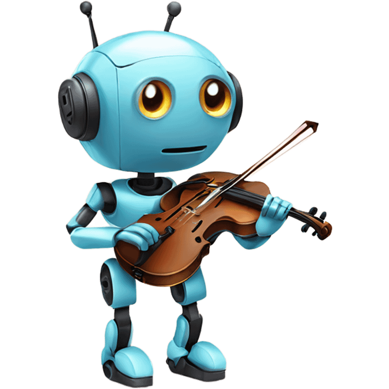 cute robot holds a violin emoji