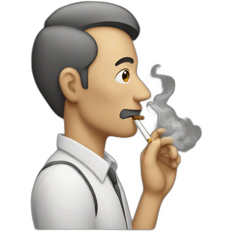 Men smoking cigarette with smoke emoji