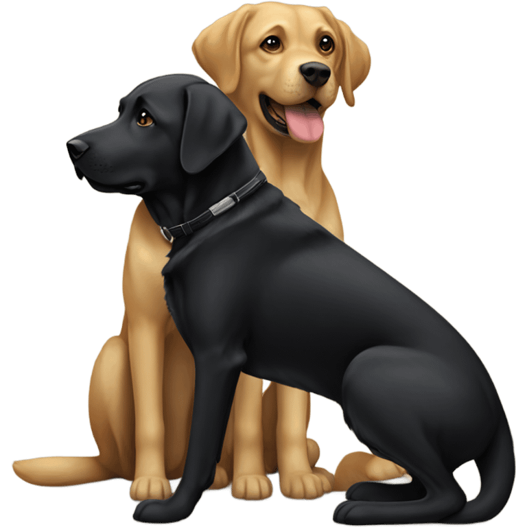 Black and Alsatian and golden Labrador standing next to each other  emoji