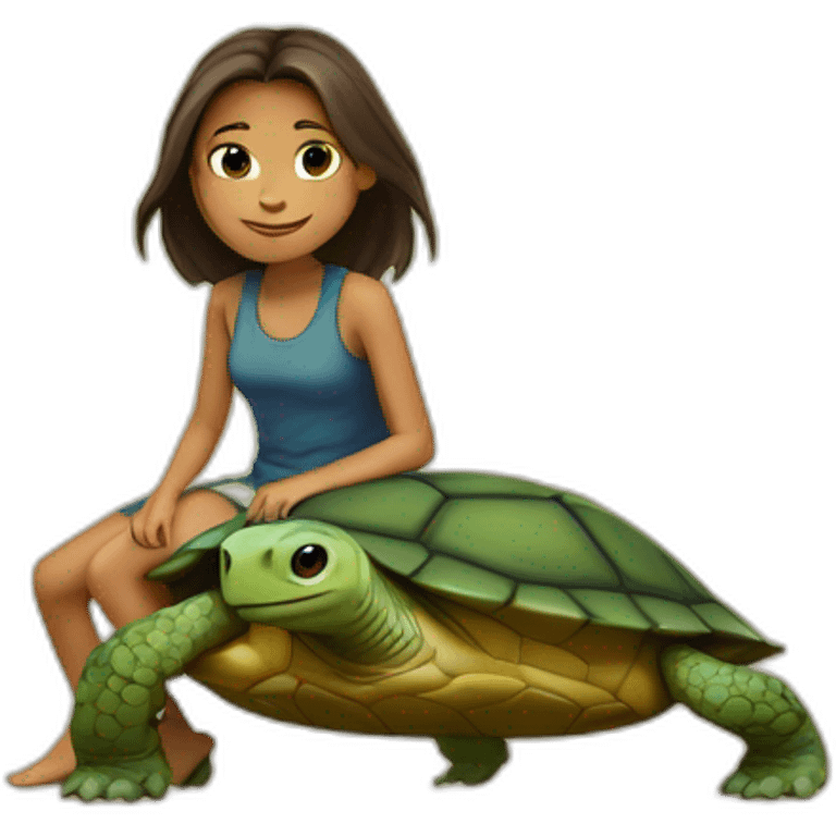 Une fille sur une tortue emoji