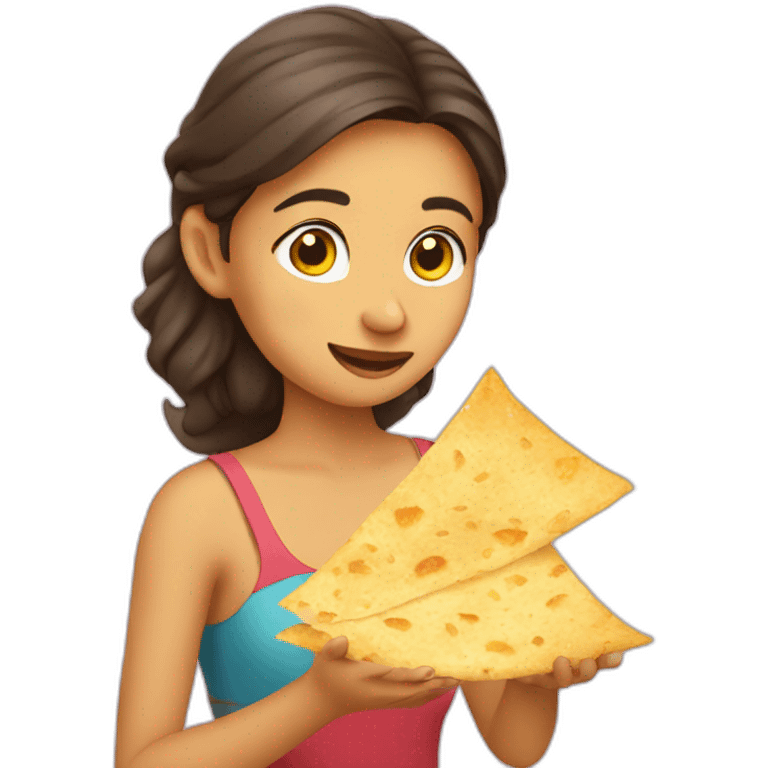 Girl eating papad emoji