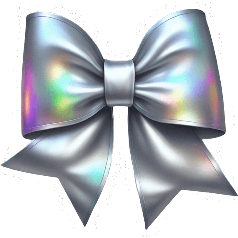 Realistic isolated silver holographic bow with bow attached on top of it. emoji