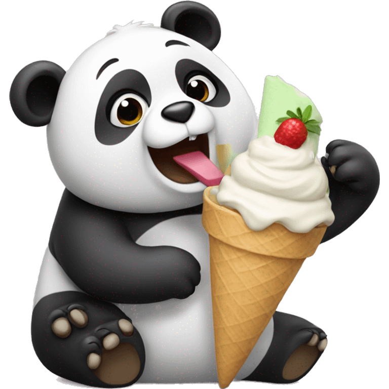 Panda eating ice cream emoji