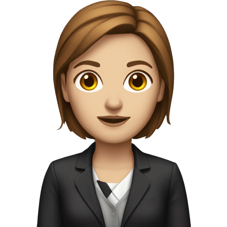 white woman with brown hair with lawyer clothes  emoji