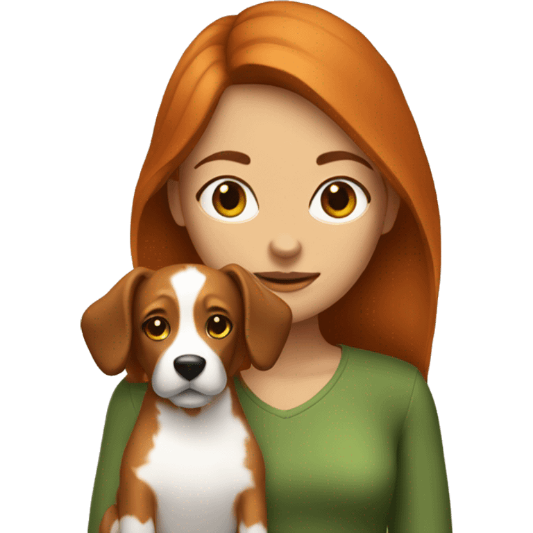 Brunette girl with ginger dog  emoji