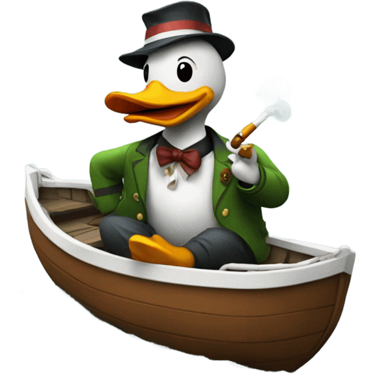 Duck smoking on a boat emoji