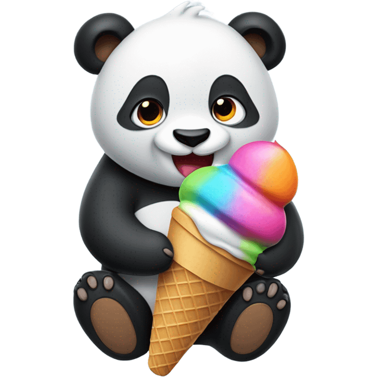 Panda eating ice cream emoji