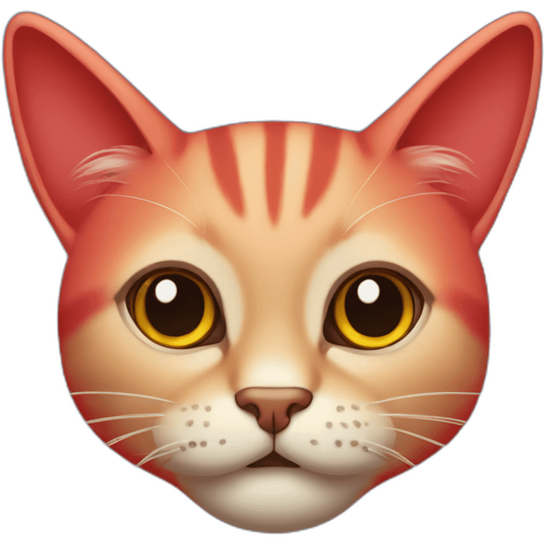 Gato cabezón de color rojo en un cielo rojo emoji