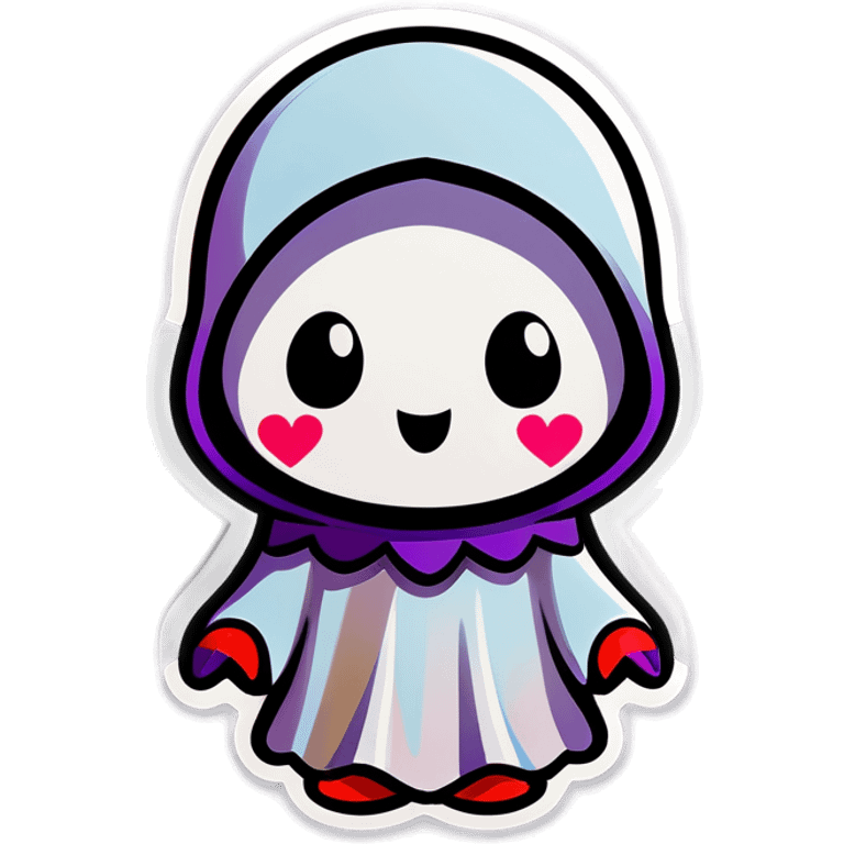 Chibi ghost with hearts emoji