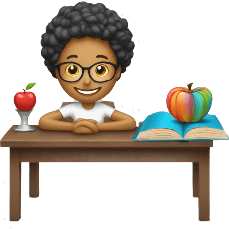 teachers' seminar at the table with books emoji