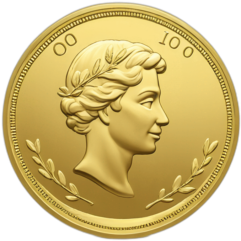 Gold coin with large "0" label and laurel emoji