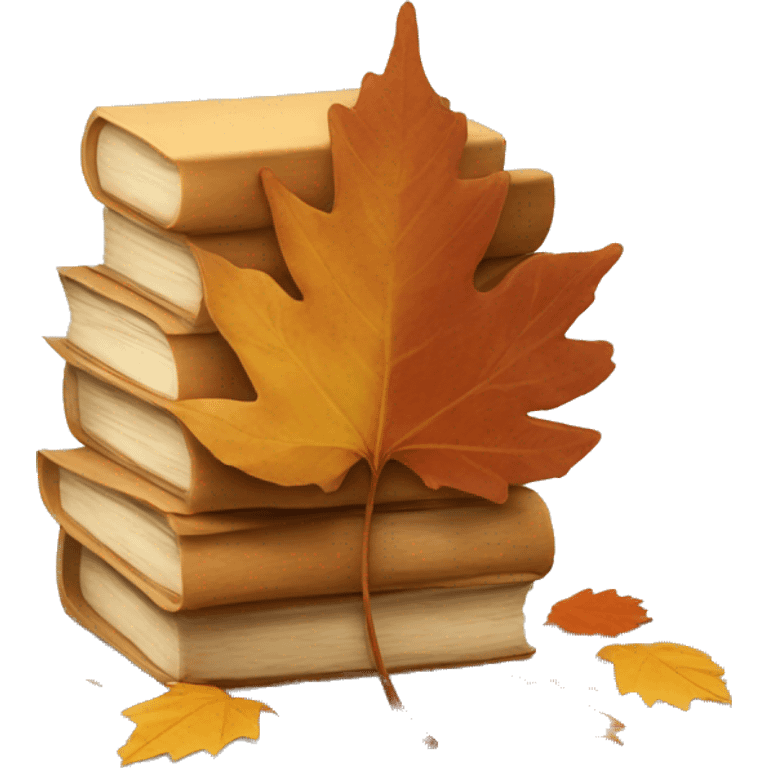 brown stack of letters and autumn leaf emoji