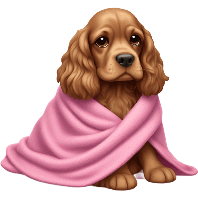 Cocker spaniel in a pink blanket emoji