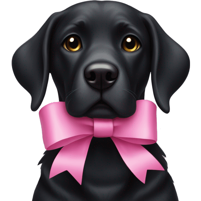 Black Lab dog with a pink bow emoji