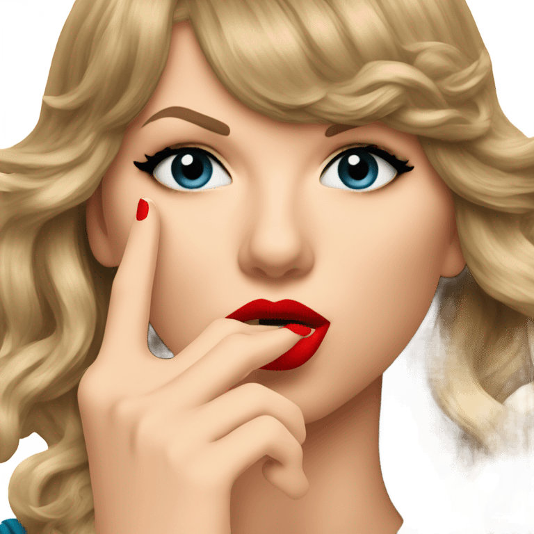 Taylor Swift doing the shh gesture emoji