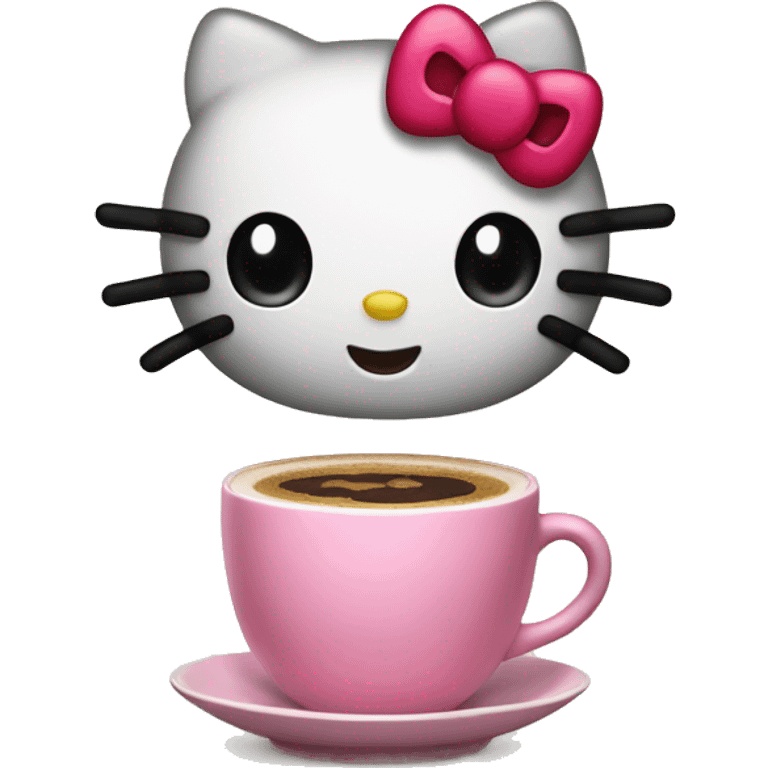 Hello kitty with a cup coffee  emoji