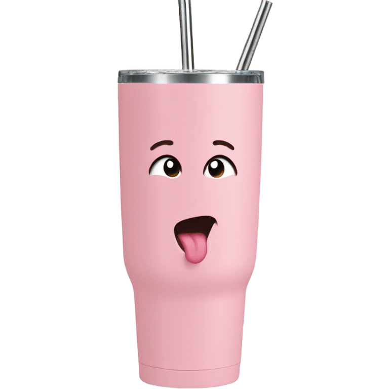 Pastel pink, 40 oz tumbler with handle, and straw emoji