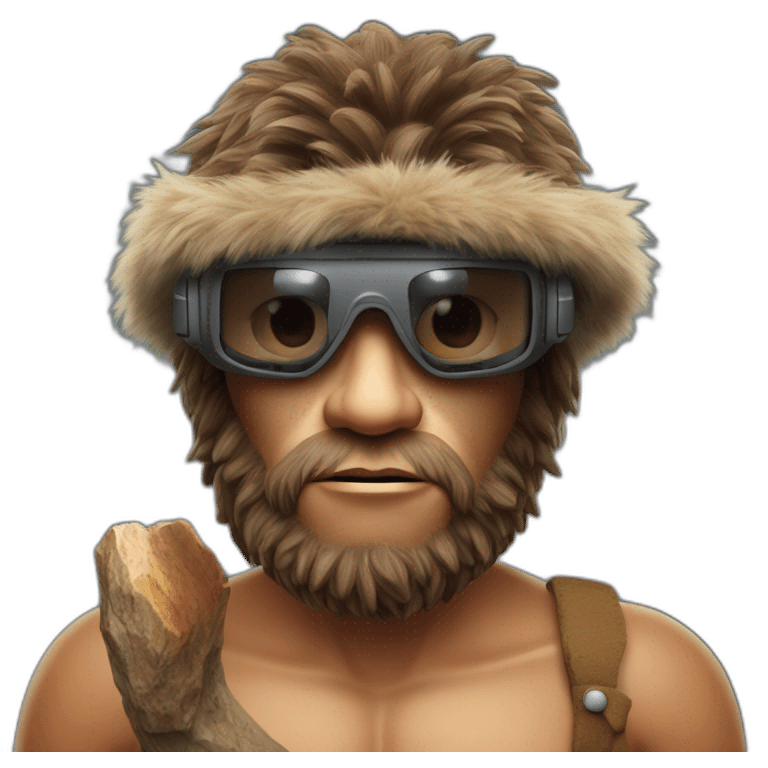 a Stone Age Neanderthal hunter-gatherer with virtual reality goggles emoji