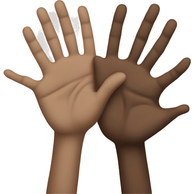 3 hands together brown white emoji