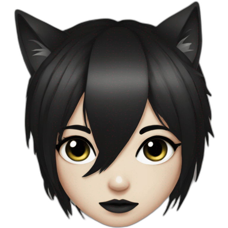 emo cat girl black eyes black hair emoji