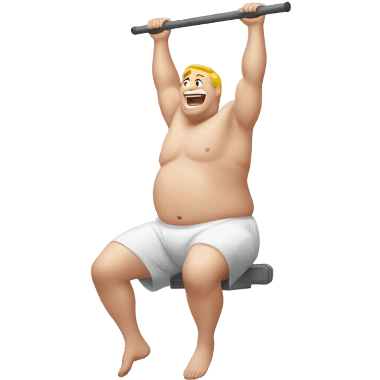 fat white guy shirtless doing pull ups emoji