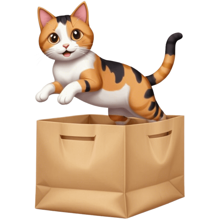 cat jumping out of bag emoji