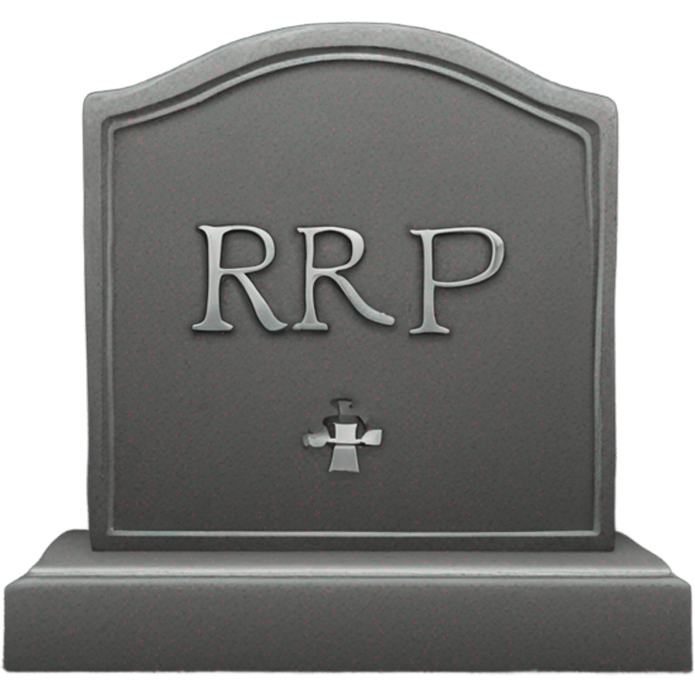 a black grave with the inscription R i P in silver emoji