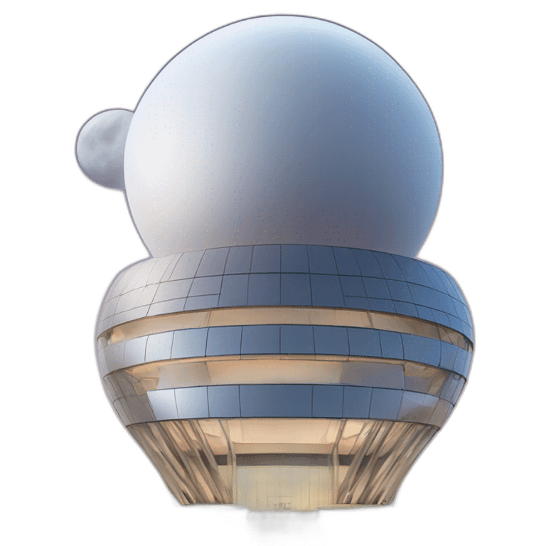 Apple Park building blasting off to outer space emoji