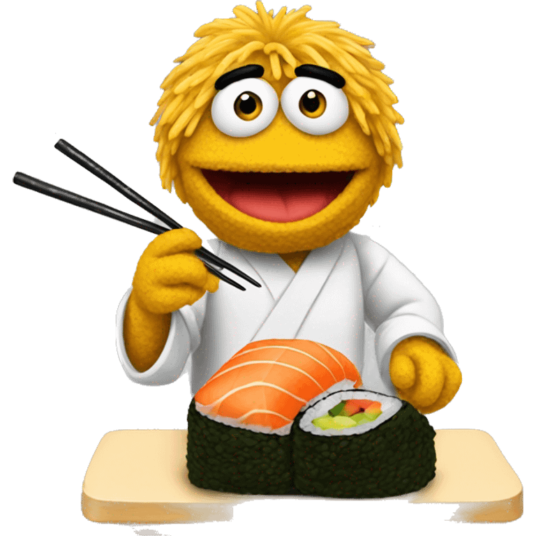 bert the muppet eating sushi emoji