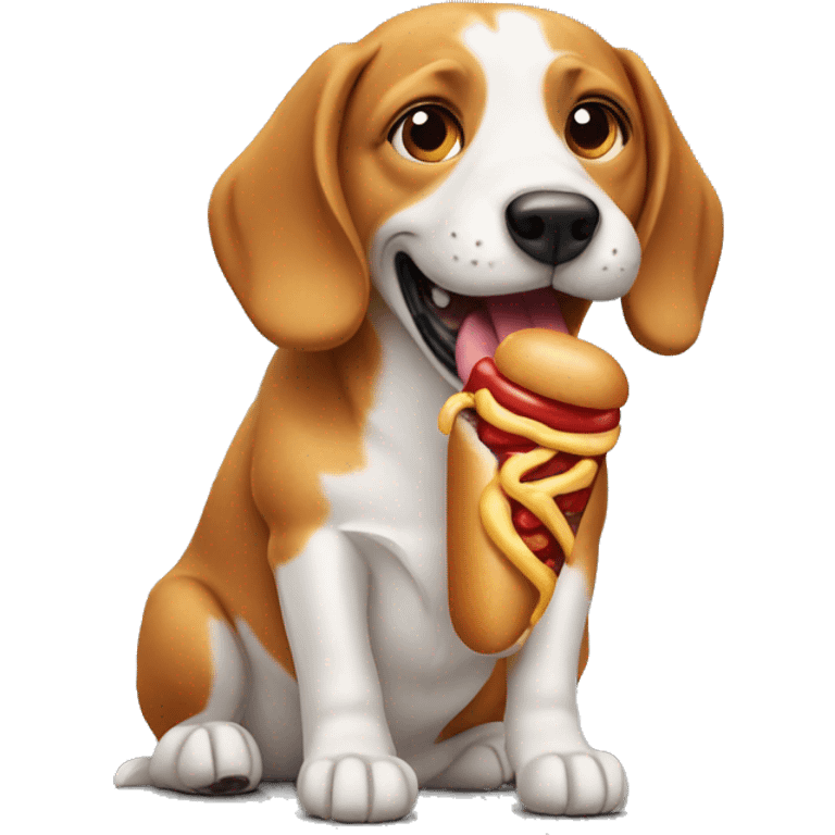 dog eating hotdog emoji