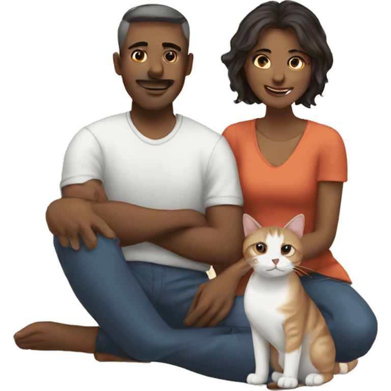 A couple and their cat emoji