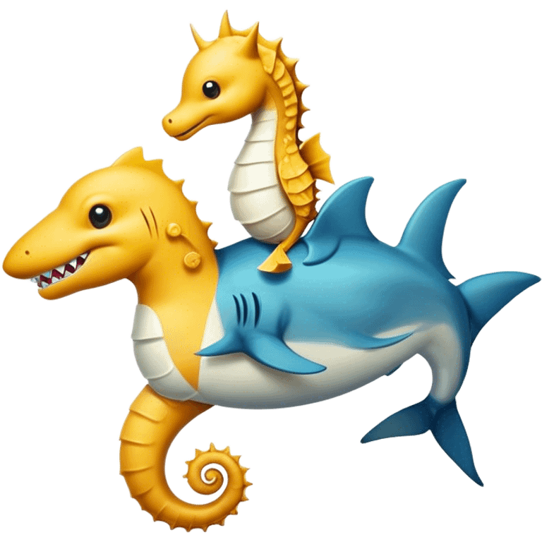 Shark riding a seahorse emoji